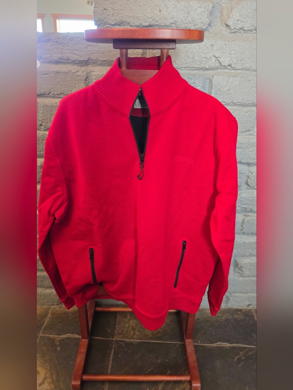 Beretta Men's Red Half-Zip Sweater Jacket - Casual Layering 3XL
